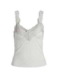 Lace-Trim Rib-Knit Tank