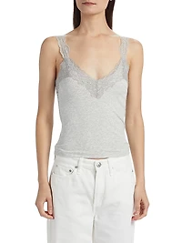 Lace-Trim Rib-Knit Tank