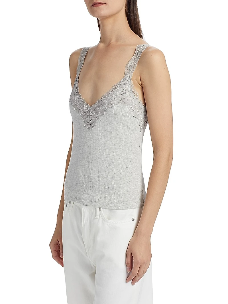 Lace-Trim Rib-Knit Tank