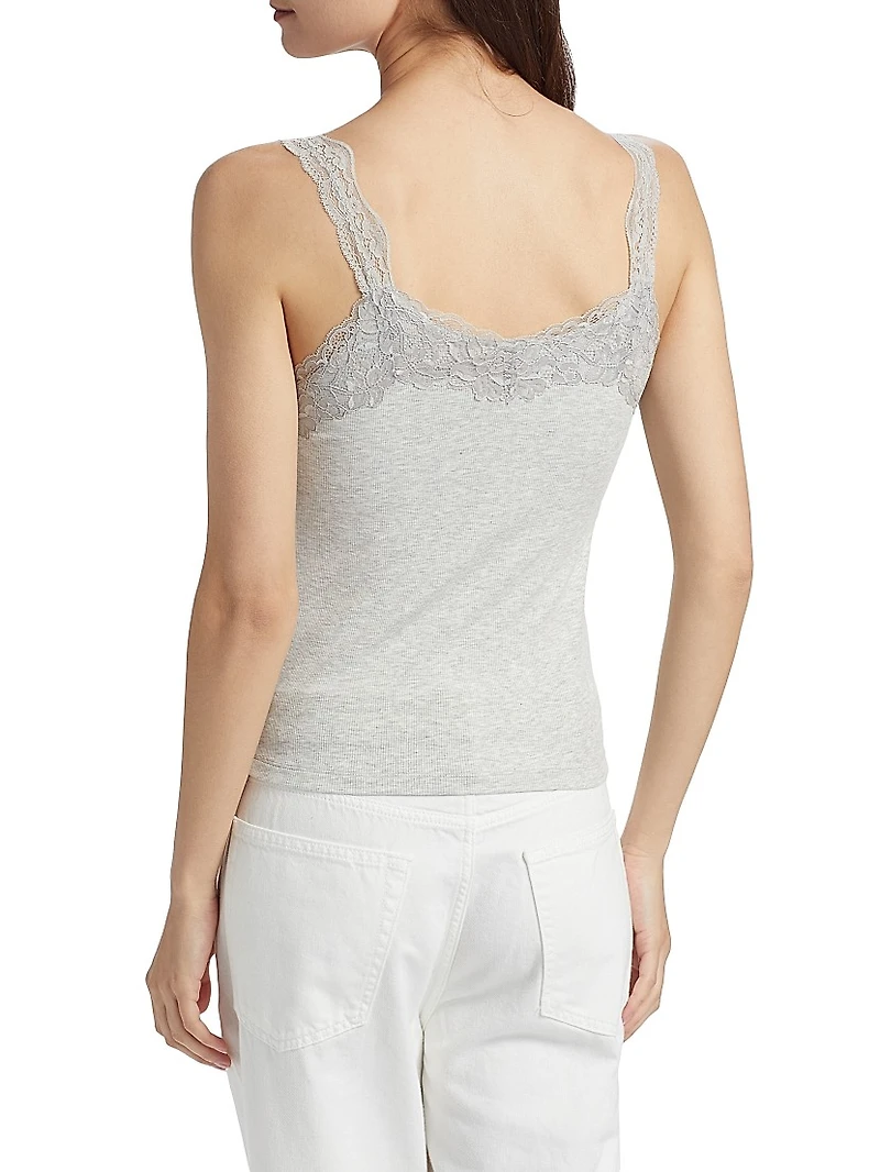Lace-Trim Rib-Knit Tank
