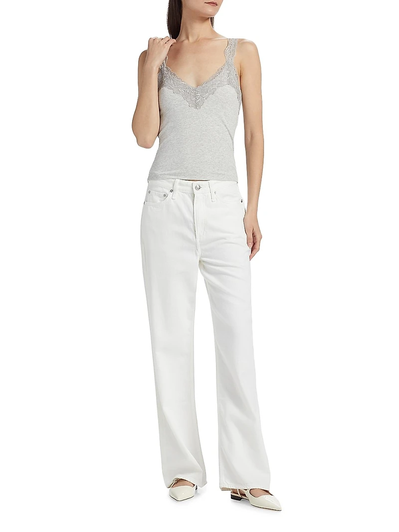 Lace-Trim Rib-Knit Tank
