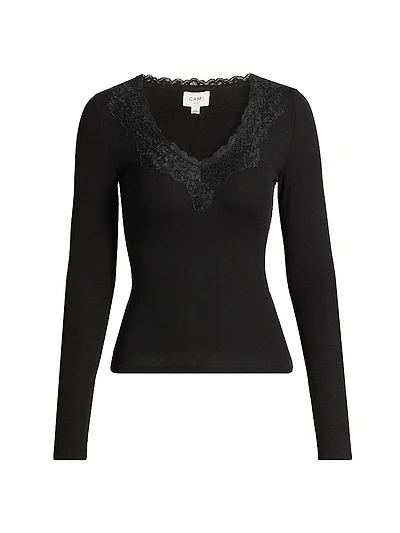 Rooney Ribbed Lace-Trim Top