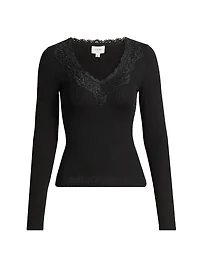 Rooney Ribbed Lace-Trim Top