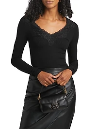 Rooney Ribbed Lace-Trim Top