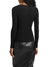 Rooney Ribbed Lace-Trim Top