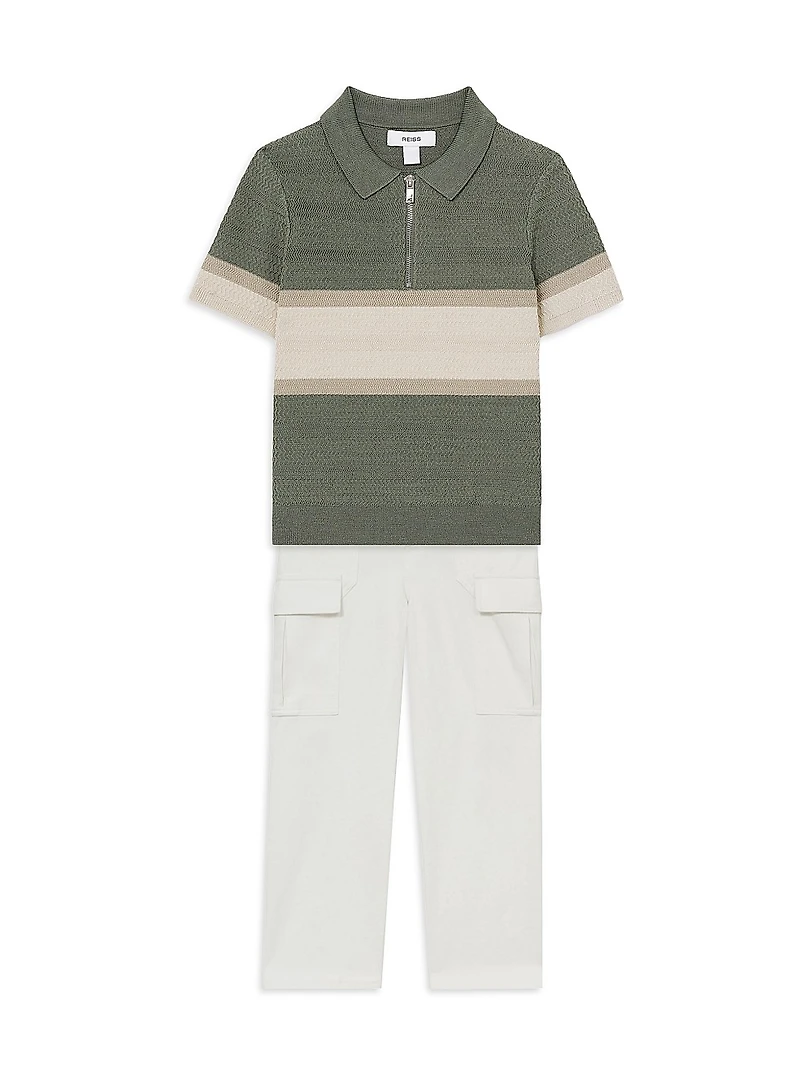 Little Boy's & Grove Half-Zip Polo Shirt