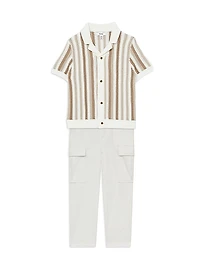 Little Boy's & Boy's Carrington Crochet Short-Sleeve Shirt