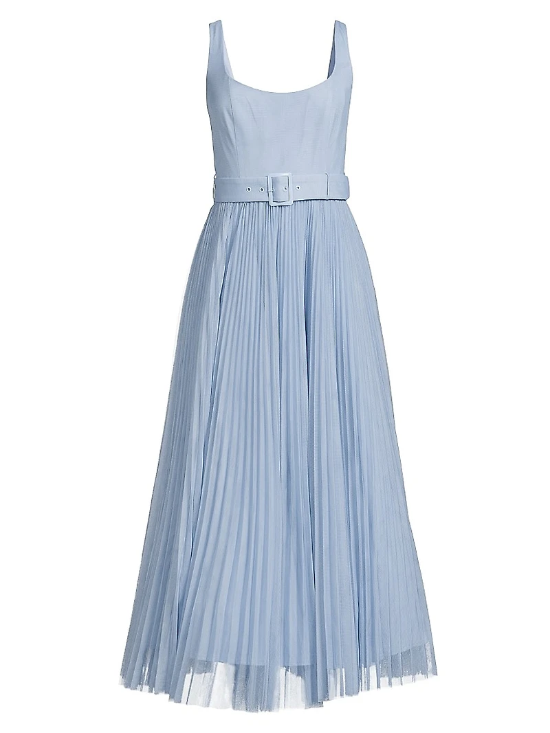 Effy Belted Tulle Cocktail Dress