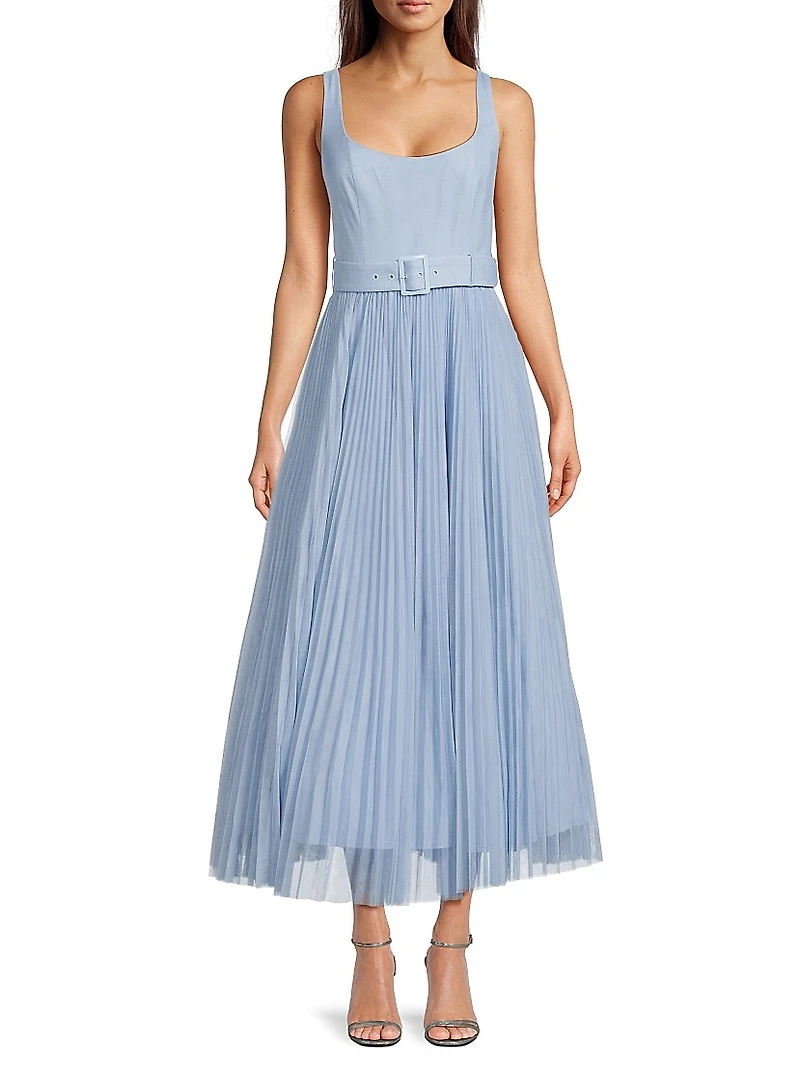 Effy Belted Tulle Cocktail Dress