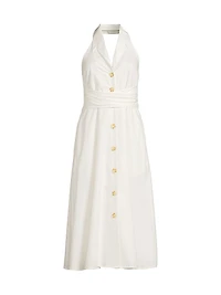 Alessia Poplin Button-Front Midi-Dress