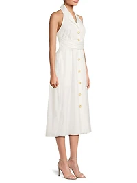 Alessia Poplin Button-Front Midi-Dress