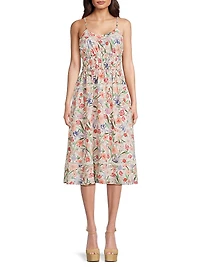 Haisley Floral Ladder-Trim Dress