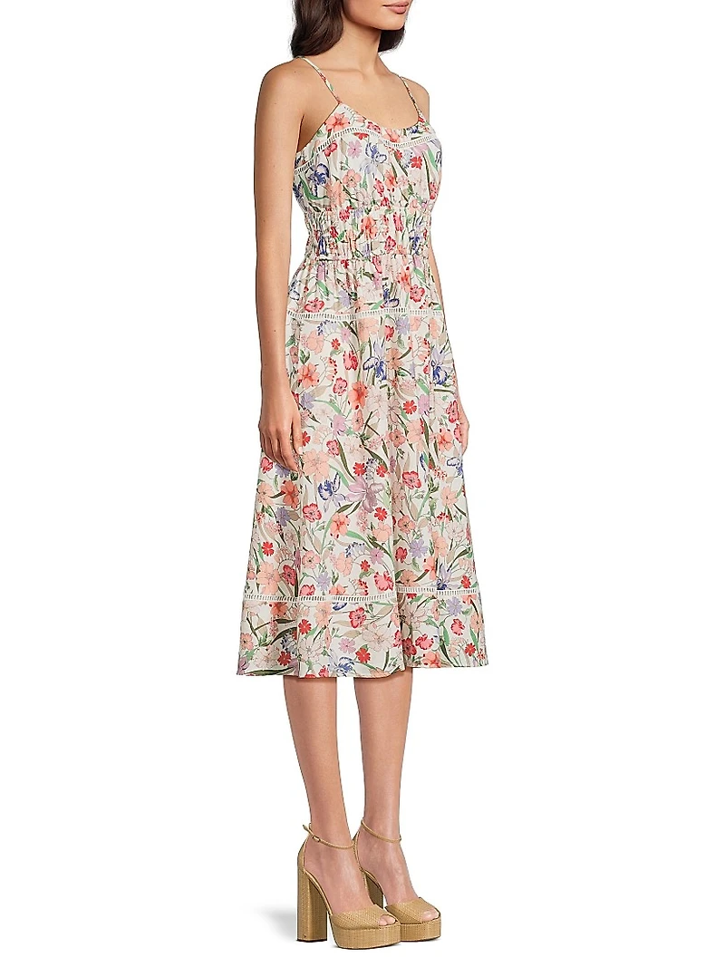 Haisley Floral Ladder-Trim Dress