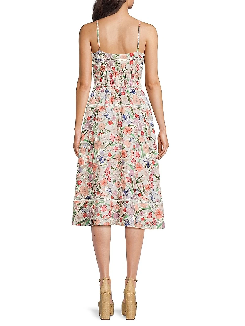Haisley Floral Ladder-Trim Dress
