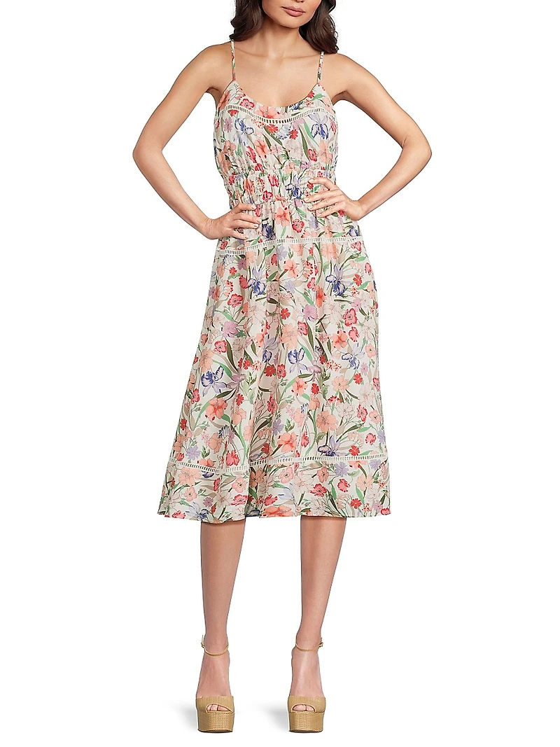 Haisley Floral Ladder-Trim Dress