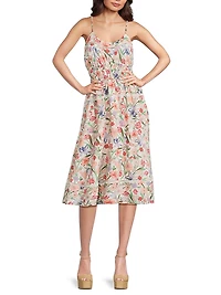 Haisley Floral Ladder-Trim Dress