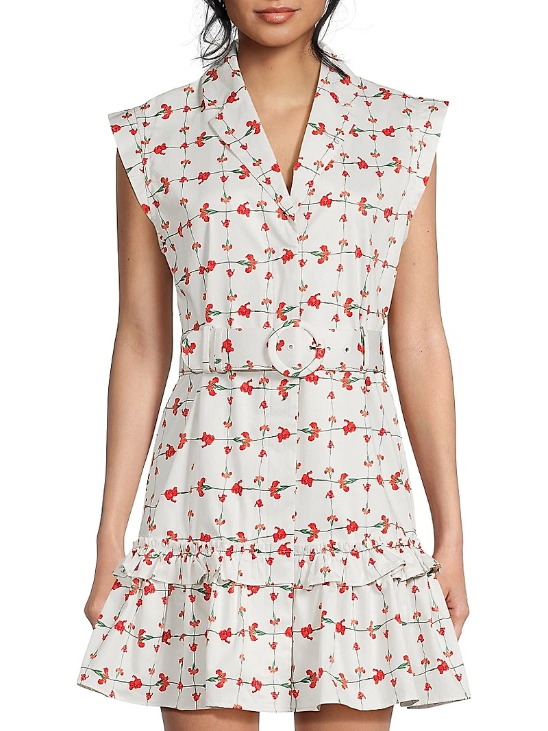 Carla Belted Floral Cotton Minidress