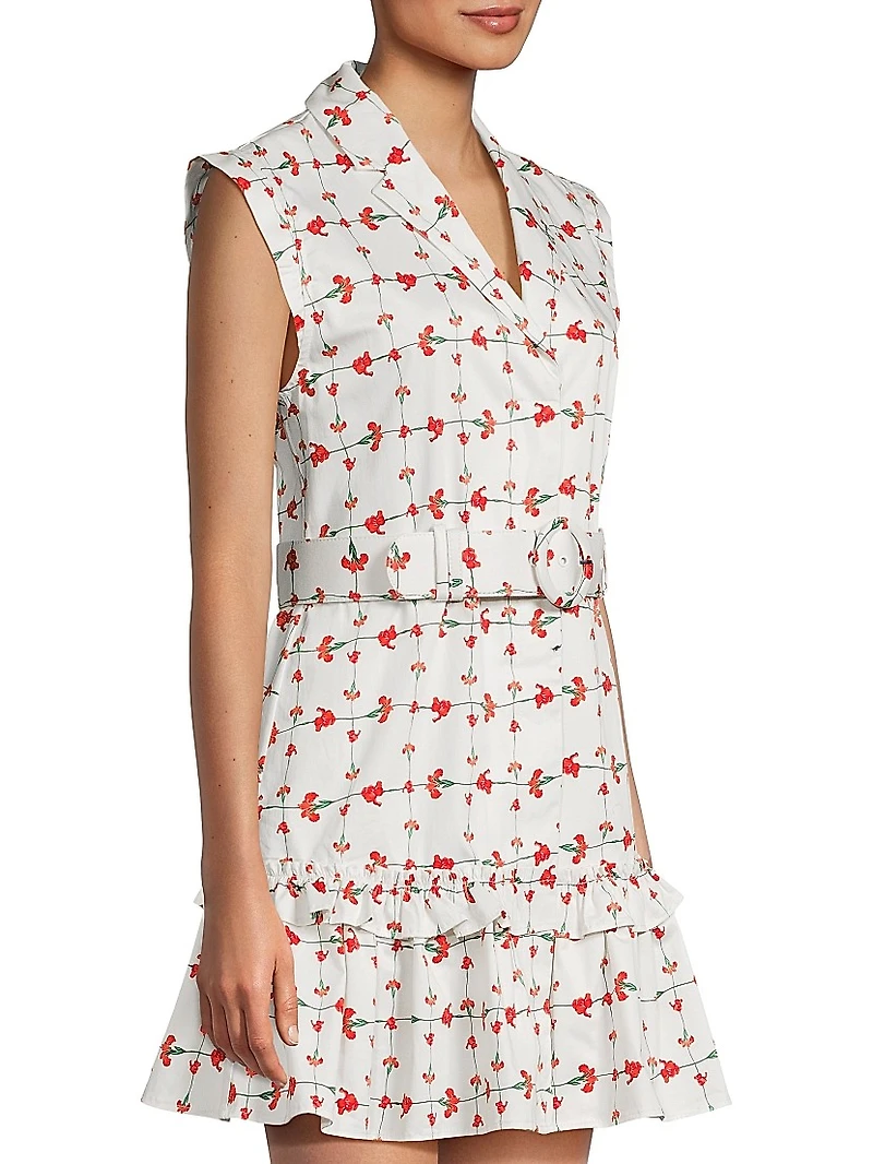 Carla Belted Floral Cotton Minidress