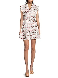 Carla Belted Floral Cotton Minidress