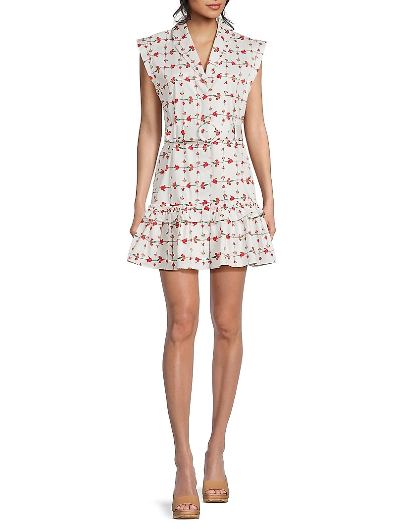 Carla Belted Floral Cotton Minidress