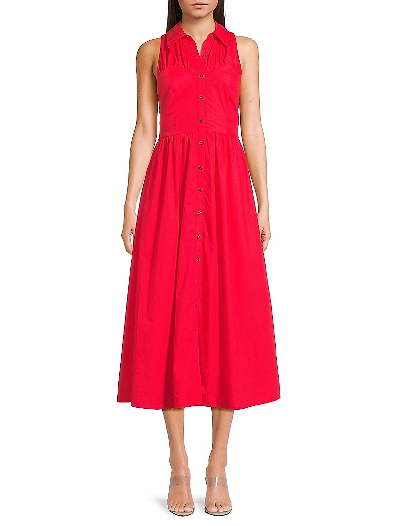 Vivian Poplin Sleeveless Shirtdress