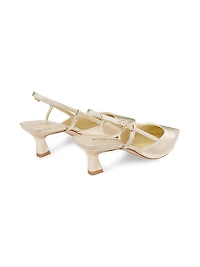 Vinnie 50MM Metallic Leather Slingback Pumps