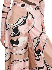 Printed Silk Twill Wide-Leg Pants