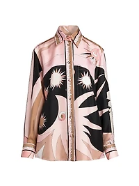 Printed Silk Twill Button-Front Shirt