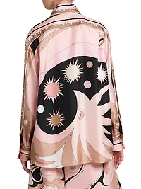 Printed Silk Twill Button-Front Shirt