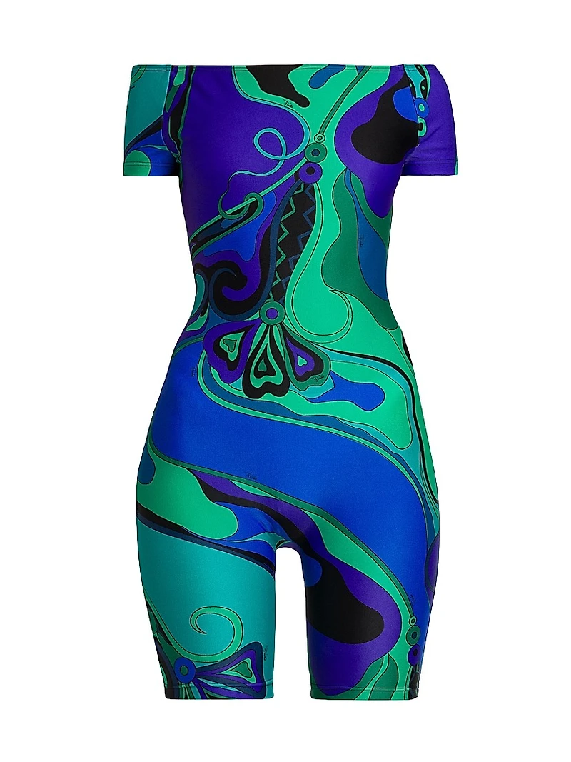 Printed Boatneck Bodysuit