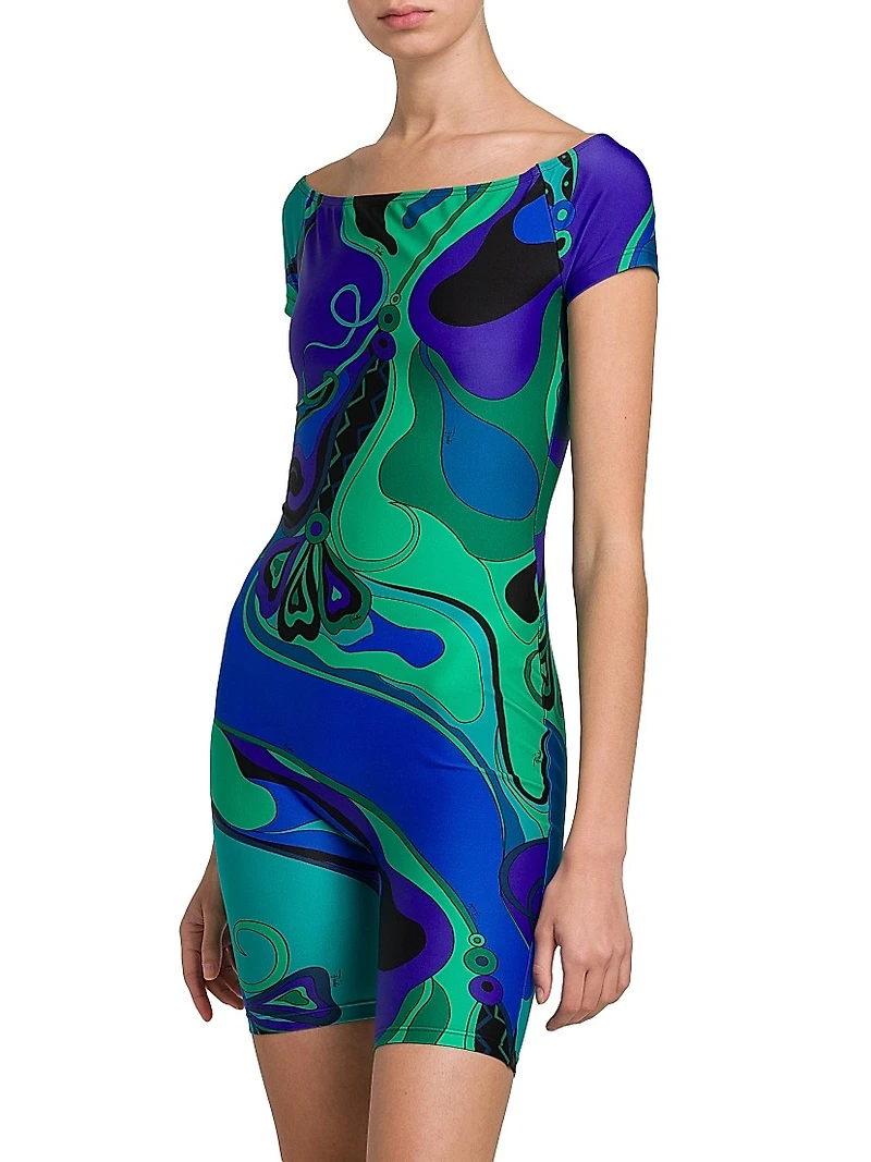 Printed Boatneck Bodysuit