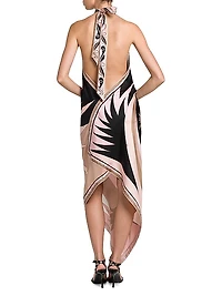 Printed Silk Twill Halter Neck Dress