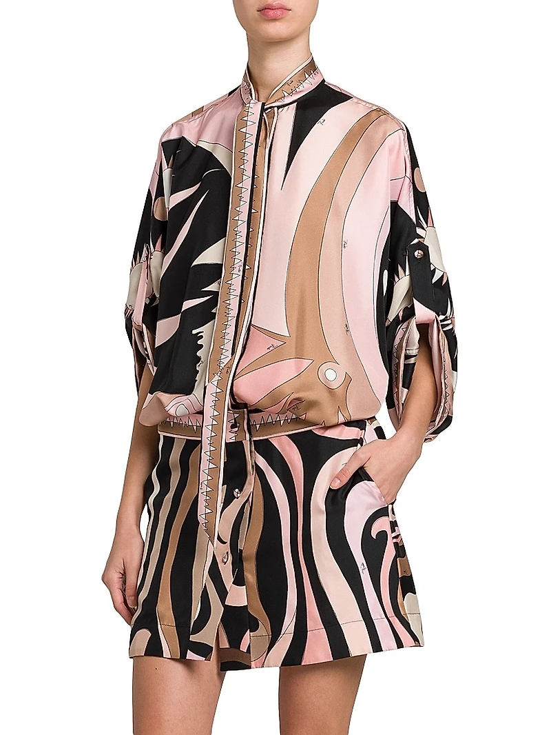 Printed Silk Twill Shirtdress