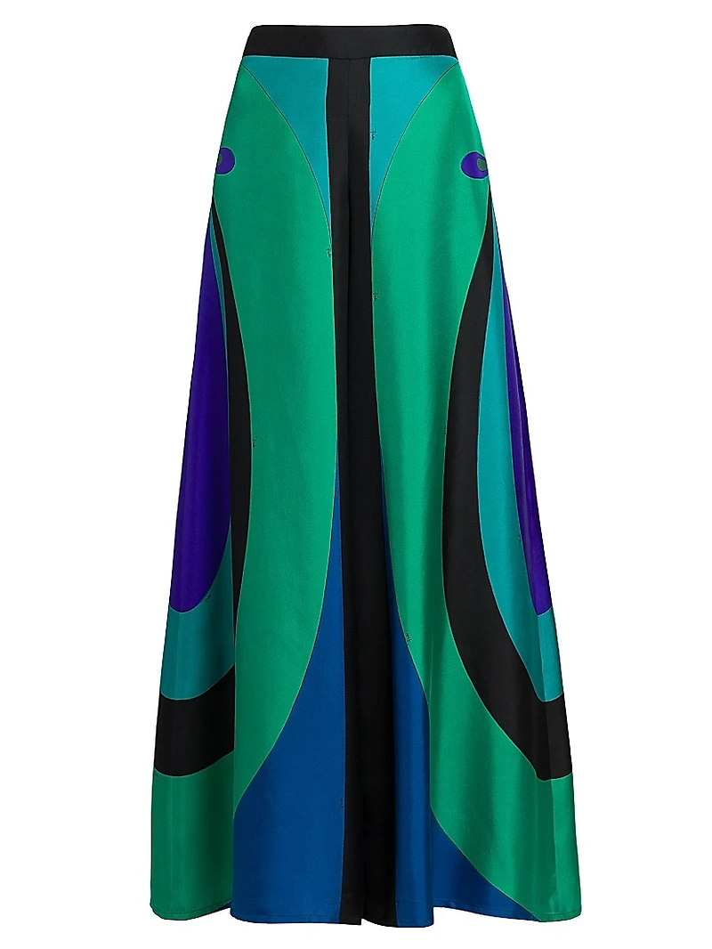 Silk Twill Wide-Leg Pants
