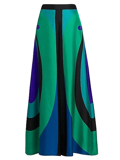Silk Twill Wide-Leg Pants