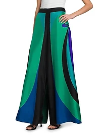 Silk Twill Wide-Leg Pants