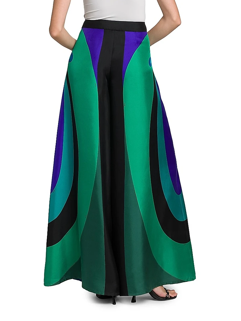 Silk Twill Wide-Leg Pants