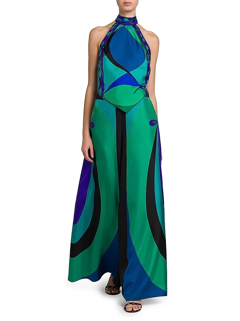 Silk Twill Wide-Leg Pants