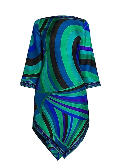 Geometric Print Silk Minidress
