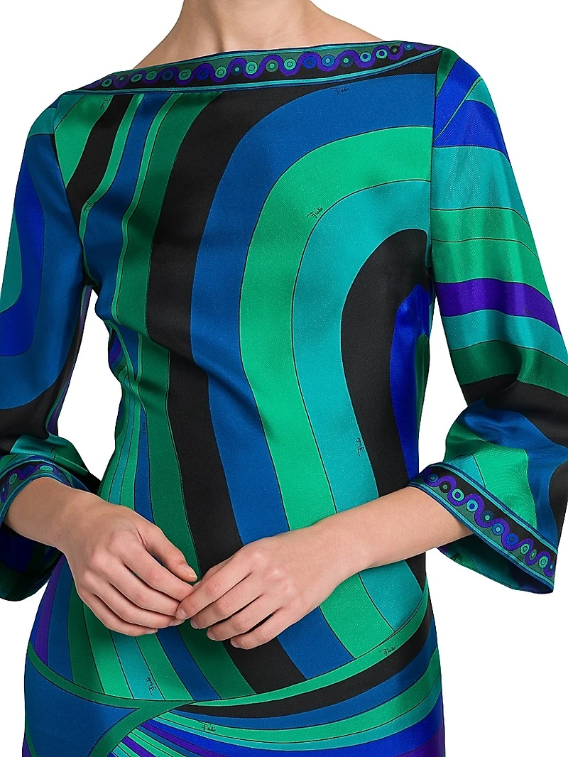 Geometric Print Silk Minidress