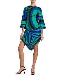 Geometric Print Silk Minidress