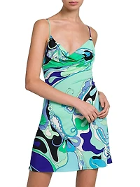Abstract-Print A-Line Minidress