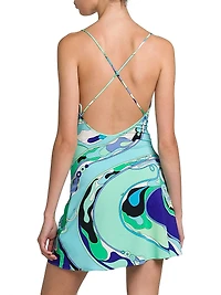 Abstract-Print A-Line Minidress