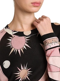 Wool-Silk Intarsia Crewneck Sweater