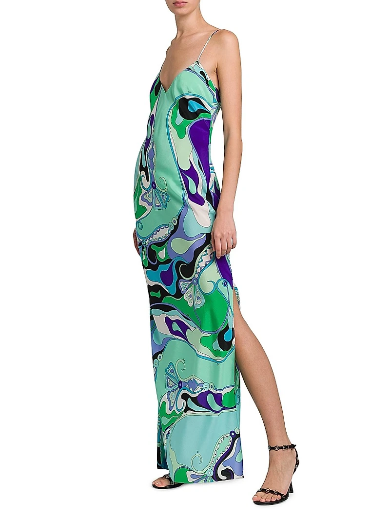 Floral-Print Column Maxi Dress