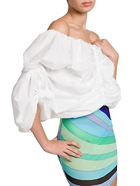 Ruched Cotton Poplin Top