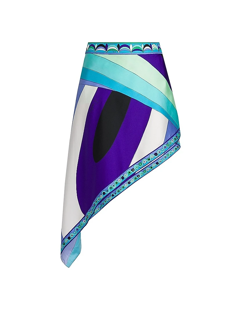 Printed Asymmetric Silk Skirt