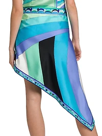 Printed Asymmetric Silk Skirt