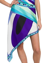 Printed Asymmetric Silk Skirt