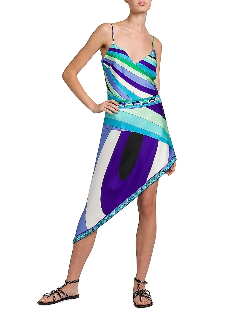 Printed Asymmetric Silk Skirt